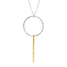 Load image into Gallery viewer, Silpada 'Intermix' Open Circle & Bar Pendant Necklace in Sterling Silver & Brass