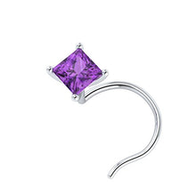 Load image into Gallery viewer, 3.00 mm Princess Cut Real Purple Amethyst 14k Gold Nose Piercing Stud Pin