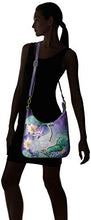 Load image into Gallery viewer, Anuschka Women's Genuine Leather Convertible Slim Hobo With Crossbody strap - Hand Painted Original Artwork - Peaceful Garden