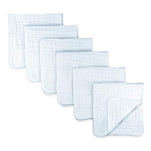 Load image into Gallery viewer, Comfy Cubs Muslin Burp Cloths 6 Pack Large 100% Cotton Hand Washcloths 6 Layers Extra Absorbent and Soft (White, Pack of 6)