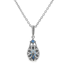 Load image into Gallery viewer, Gin and Grace 10K White Gold Genuine blue Sapphire Pendant with Diamonds for women | Ethically, authentically & organically sourced (Square-cut) shaped Sapphire hand-crafted jewelry for her | Sapphire Necklace for women