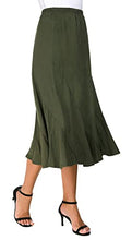 Load image into Gallery viewer, EXCHIC Women's Elegant Ankle Length Ruffle Hem Elastic Waist Midi Skirt (S, Army Green)
