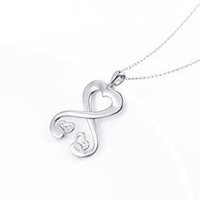 Load image into Gallery viewer, DAOCHONG 925 Sterling Silver Double Bees Infinity Love Heart Pendant Necklace for Girlfriend Birthday Gifts Jewelry, 18 inches