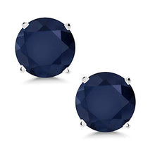 Load image into Gallery viewer, Gem Stone King 14K White Gold Blue Sapphire Women's Stud Earrings, 2.00 Cttw Gemstone Birthstone 6MM Round