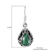 Load image into Gallery viewer, 925 Sterling Silver Pear Malachite Vintage Dangle Drop Oxidized Tribal Fish Hook Earrings Boho Handmade Fashion Jewelry for Women