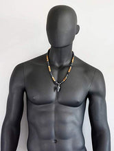 Load image into Gallery viewer, Snowflake Obsidian and Picture Jasper Long Beaded Dowsing Pendulum Pendant Necklace for Men Natural Stone Handmade Jewelry