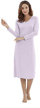 Load image into Gallery viewer, WiWi Bamboo Cotton Nightgowns for Women Soft Long Sleeve Loungewear V Neck Sleepwear Plus Size Nightshirts S-3X, Lavender Purple, XX-Large
