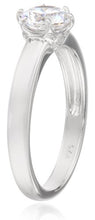 Load image into Gallery viewer, Amazon Collection Platinum-Plated Sterling Silver Solitaire Ring set with Round Swarovski Zirconia (1 cttw), Size 6