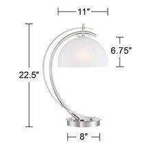 Load image into Gallery viewer, Calvin Modern Desk Table Lamp with USB Charging Port Brushed Steel Curved Frosted Glass Dome Shade for Bedroom Office - Possini Euro Design