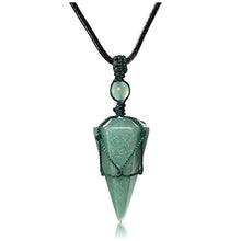 Load image into Gallery viewer, JOVIVI Natural Green Aventurine Necklace Hexagonal Pointed Cone Healing Crystals Stone Reiki Gemstone Chakra Pendant Necklace with Adjustable Rope
