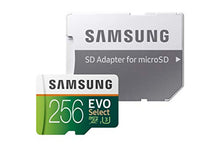 Load image into Gallery viewer, SAMSUNG ELECTRONICS EVO Select 256GB MicroSDXC UHS-I U3 100MB/s Full HD & 4K UHD Memory Card with Adapter (MB-ME256HA)