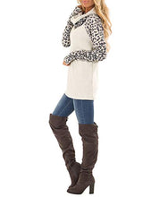 Load image into Gallery viewer, Blivener Women's Casual Sweatshirts Long Sleeve Leopard Print Tops Cowl Neck Raglan Shirts White S
