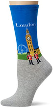Load image into Gallery viewer, Hot Sox Women's Travel Series Novelty Fashion Casual Crew Socks, London (Royal), Shoe Size: 4-10