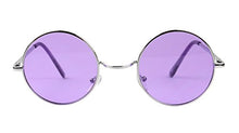 Load image into Gallery viewer, ShadyVEU Retro John Lennon Style Sunglasses Round Colorful Tint Groovy Hippie Wire Teashades (Purple Lens, 50)