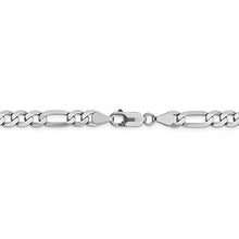 Load image into Gallery viewer, Black Bow Jewelry Men's 6mm 14k White Gold Flat Figaro Chain Necklace, 24 Inch