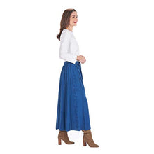 Load image into Gallery viewer, CATALOG CLASSICS Women's Boho Peasant Maxi Skirt -Over-Dyed with Elastic Waistband, Rayon 36" L - Denim - Large