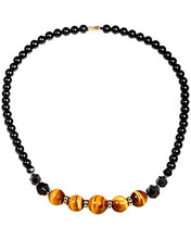 Load image into Gallery viewer, Jewever Tiger Eye and Black obsidian Crystal Necklaces for Women Energy Gemstone Healing Crystal Necklace Beads Natural Stone Mens Necklaces Unisex