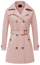 Load image into Gallery viewer, Chrisuno Rain Coats for Women Dress Coat Long Trench Coat Double Breasted Spring Fall Winter Coat Pink M