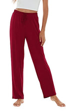 Load image into Gallery viewer, WiWi Bamboo Pajama Pants for Women Soft Sweatpants Casual Wide Leg Bottoms Drawstring Sleep Pant S-XXL, Wine Red, Medium