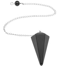 Load image into Gallery viewer, PESOENTH Natural Black Obsidian Scrying Crystal Dowsing Pendulum for Divination Healing Gemstone Hexagonal Pointed Reiki Chakra Pendant with Chain