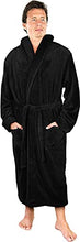 Load image into Gallery viewer, NY Threads Luxurious Mens Shawl Collar Fleece Bathrobe Spa Robe (Small/Medium, Black)