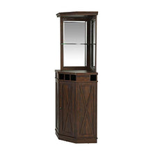 Load image into Gallery viewer, Home Source Mahogany Corner Bar Unit with Built-in Wine Rack and Lower Cabinet