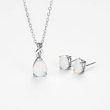 Load image into Gallery viewer, Mints Opal Jewelry Set Sterling Silver Pendant Necklace Stud Earrings October Birthstone Gemstone Fine Jewelry for Women