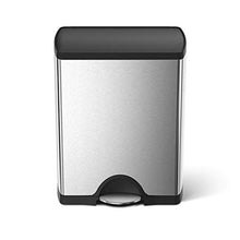 Load image into Gallery viewer, simplehuman Kitchen Dual Compartment Recycling Step Trash Can, 46 Liter / 12.2 Gallon, Brushed Stainless Steel