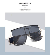 Load image into Gallery viewer, Fashion Flat top Rihanna Sunglasses Ladies Anti-blue Light Sunglasses Retro Square Sunglasses Design Rivet Sunglasses Clear Lens