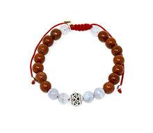Load image into Gallery viewer, Larimar Accessories | 8mm Mala Beads Bracelet | Mala Gemstone Bracelet | Mala Yoga Bracelet | Mala Prayer Bracelet | Mala Meditation Beads Bracelet | (Red Jasper & Blue Lace Agate)
