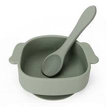 Load image into Gallery viewer, Suction Bowl, Socub Silicone Learning Bowl for Kids and Toddlers, Unbreakable Non-Slip Baby Bowl with Spoon, BPA Free, Dishwasher and Microwave Safe, Sage