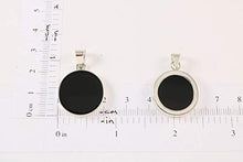 Load image into Gallery viewer, Sterling Silver 925 Round Flat Black Onyx Pendant Necklace 16+2 inches Chain - Elegant Gift Box