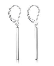 Load image into Gallery viewer, Milacolato 925 Sterling Silver Vertical Bar Dangle Earrings for Women Leverback Drop Earrings Elegant