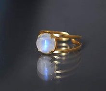 Load image into Gallery viewer, Natural Rainbow Moonstone Handmade Ring Adjustable (sizes 6-8) Sterling Silver 925