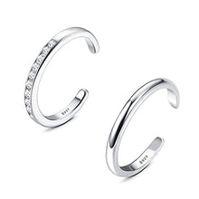 Load image into Gallery viewer, Udalyn 2 Pcs Sterling Silver Toe Rings for Women Cute Flower Toe Rings Hypoallergenic Adjustable Band Ring Hypoallergenic 925 Sterling Silver Open Toe Ring Set