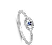 Load image into Gallery viewer, Evil Eye Blue Simulated Sapphire Polished Ring New .925 Sterling Silver Band Size 12