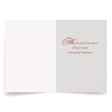 Load image into Gallery viewer, Designer Greetings Interfaith Boxed Christmas Cards, Apartment Windows with Christmas and Hanukkah Holiday Symbols (Box of 18 Gold Foil Embossed Cards with Envelopes)