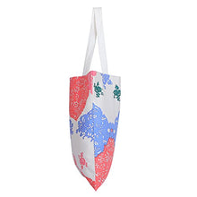 Load image into Gallery viewer, Canvas Tote Bags - Reusable Grocery Bag - Printed Cotton Shopping Bag - Eco Friendly Super Strong Reusuable Washable Bags 19x16.5 Inches, 12.5 Inch Handle NAVY STRIPS (WOVEN) BLUE ORANGE