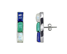 Load image into Gallery viewer, YoTreasure Lapis Moonstone Turquoise Solid 925 Sterling Silver Stud Earrings