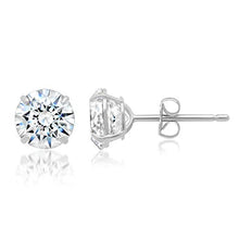 Load image into Gallery viewer, 14k Solid White Gold ROUND Stud Earrings with Genuine Swarovski Zirconia | 2.5 CT.TW. | With Gift Box