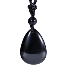 Load image into Gallery viewer, Lightock Black Obsidian Necklace Pendant For Men Womens Natural Healing Stone Adjustable Rope