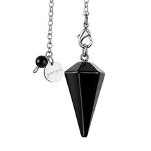 Load image into Gallery viewer, JADENOVA Pendulum Crystal Natural Obsidian Reiki Energy Healing Pendant Necklace for Women Divination Dowsing (Crystal with 2 Chains)