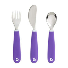 Load image into Gallery viewer, Munchkin Color Me Hungry Splash 7pc Toddler Dining Set – Plate, Bowl, Cup, and Utensils in a Gift Box, Purple