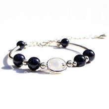 Load image into Gallery viewer, Silovecs Natural Semi-Precious Gemstones Bracelets - 8mm Blue Sandstone + Moonstone - Healing Crystal Stretch Beaded Bracelet - Couple Women's Stone Bracelet