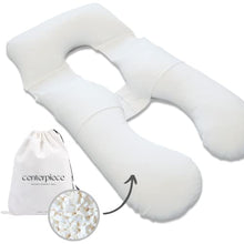 Load image into Gallery viewer, Centerpiece™ Pregnancy Pillow, Adjustable Shredded Memory Foam Fill for Luxury Maternity Support with Removable Bamboo Cotton Cover – U Shape Body Pillow for Pregnant Women – Must Have for Sleeping