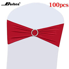 Load image into Gallery viewer, 100PCS Wedding Chair Decorations Stretch Chair Bows and Sashes for Party Ceremony Reception Banquet Spandex Chair Covers slipcovers (100, Red)
