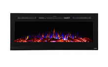 Load image into Gallery viewer, Touchstone 80004 - Sideline Electric Fireplace - 50 Inch Wide - in Wall Recessed - 5 Flame Settings - Realistic 3 Color Flame - 1500/750 Watt Heater - (Black) - Log & Crystal Hearth Options