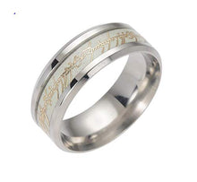 Load image into Gallery viewer, Glow in The Dark Band 8mm Wide Stainless Steel Rings for Men or Women Couples Matching Black Wedding Bridal Ring Ginger Lyne Fashion Jewelry