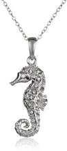 Load image into Gallery viewer, Sterling Silver Seahorse Pendant Necklace Made with Swarovski Crystal (18")