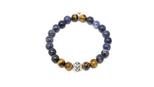 Load image into Gallery viewer, Larimar Accessories | 8mm Mala Beads Bracelet | Mala Gemstone Bracelet | Mala Yoga Bracelet | Mala Prayer Bracelet | Mala Meditation Beads Bracelet | (Sodalite & Tiger Eye)